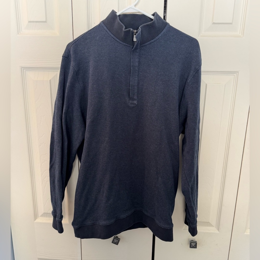Men's Hart‎ Schaffner Marx 1/4 Zip Cotton Pullover, Navy, Size L - Picture 9 of 10